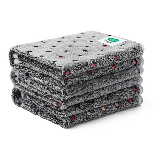 1 Pack 3 Blankets Super Soft Cute Dot Pattern Pet Blanket Flannel Throw for Dog Puppy Cat Blue/Purple/Grey Small