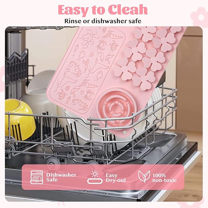 Silicone Lick Mat for Dogs & Cats – Slow Feeder Dog Bowl, Non-Slip Licking Mat for Large & Small Breeds, Puzzle Feeder & Snuffle Mat for Fast Eaters, Interactive Pet Food Mat with Spatula