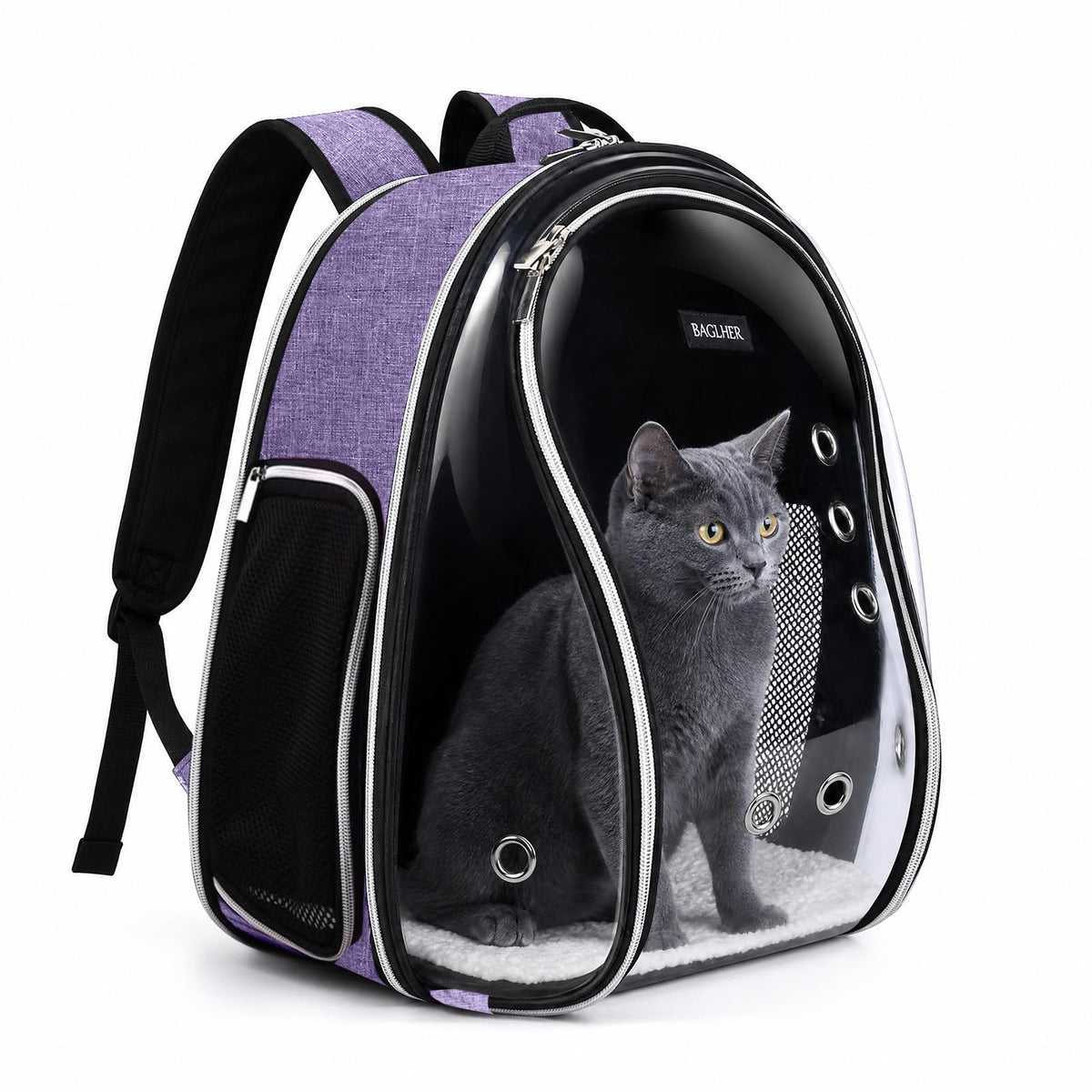 BAGLHER Cat Carrier Backpack Bubble - Fit Up to 18 Lbs - Airline-Approved Dog Backpack Carrier for Small Pets Puppies Dogs Bunny, Space Capsule Dog Carrier Backpack for Travel Outdoor Hiking, Purple