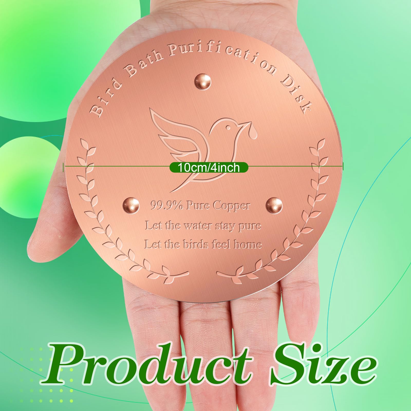 SONSIL Bird Bath Copper Disk, Sturdy 1mm 99.9% Pure Copper Disk, Triple-Point Support Ensures Clean Water Year-Round, Fits Most Outdoor Birdbath Bowls (1)