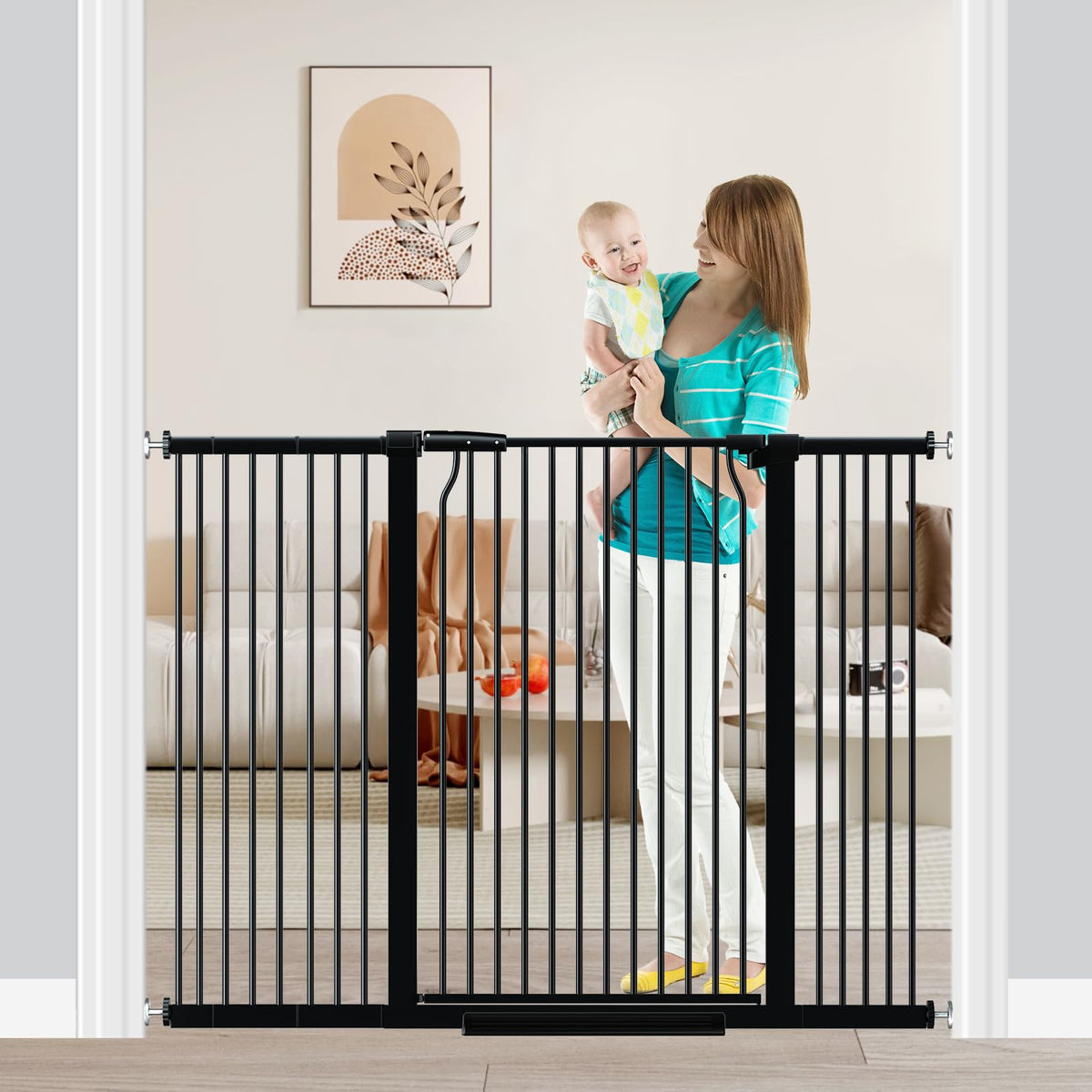 Fairy Baby 40.5" Extra Tall Baby Gate for Stairs 40.6"-54.7" Wide Dog Gate