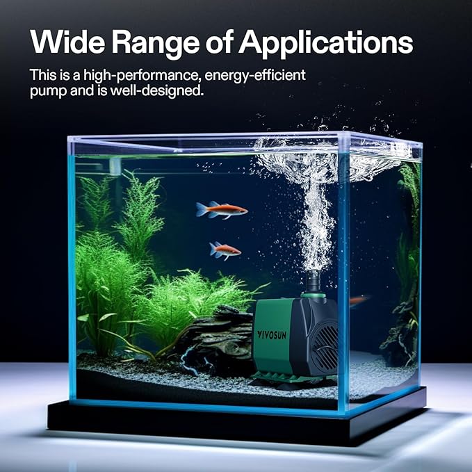 VIVOSUN 800GPH Submersible Fountain Water Pump for Pond, Aquarium, Statuary