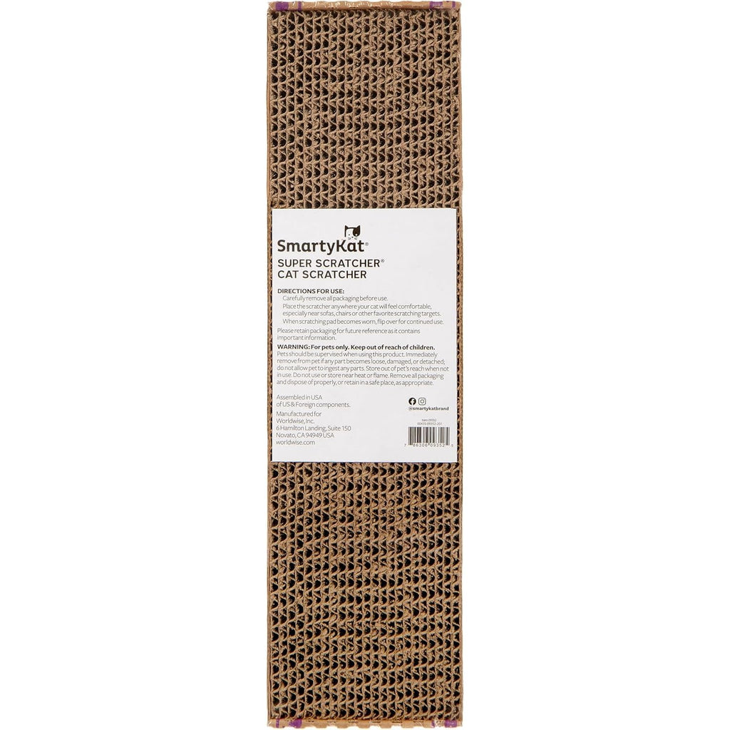 SmartyKat Super Scratcher Corrugated Cat Scratcher and Scratch Pad for Cats, Catnip Infused with Catnip, Scratchers for Indoor Cats and Kittens, Cardboard Scratching Post