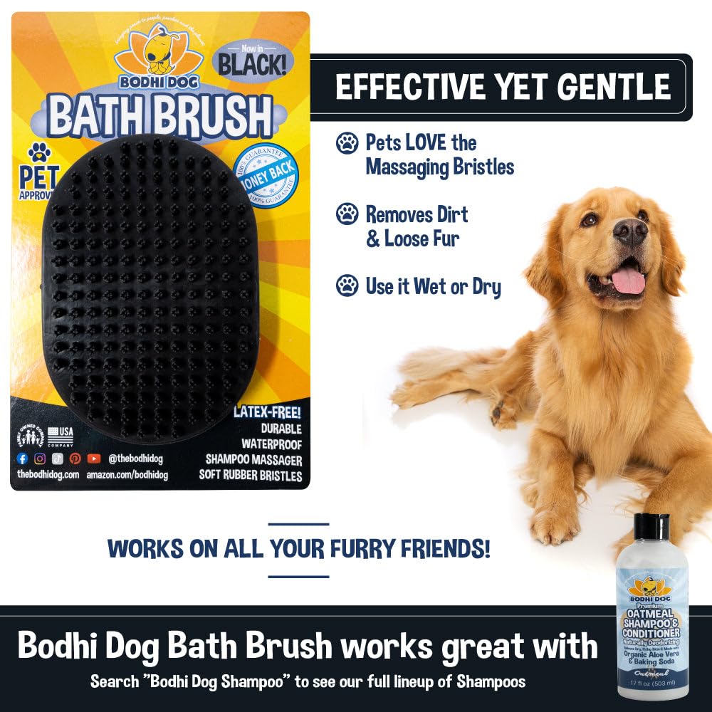 Bodhi Shampoo Brush | Pet Shower & Bath Supplies for Cats & Dogs Grooming | Long & Short Hair Dog Scrubber for Bath | Professional Quality Dog Wash Brush