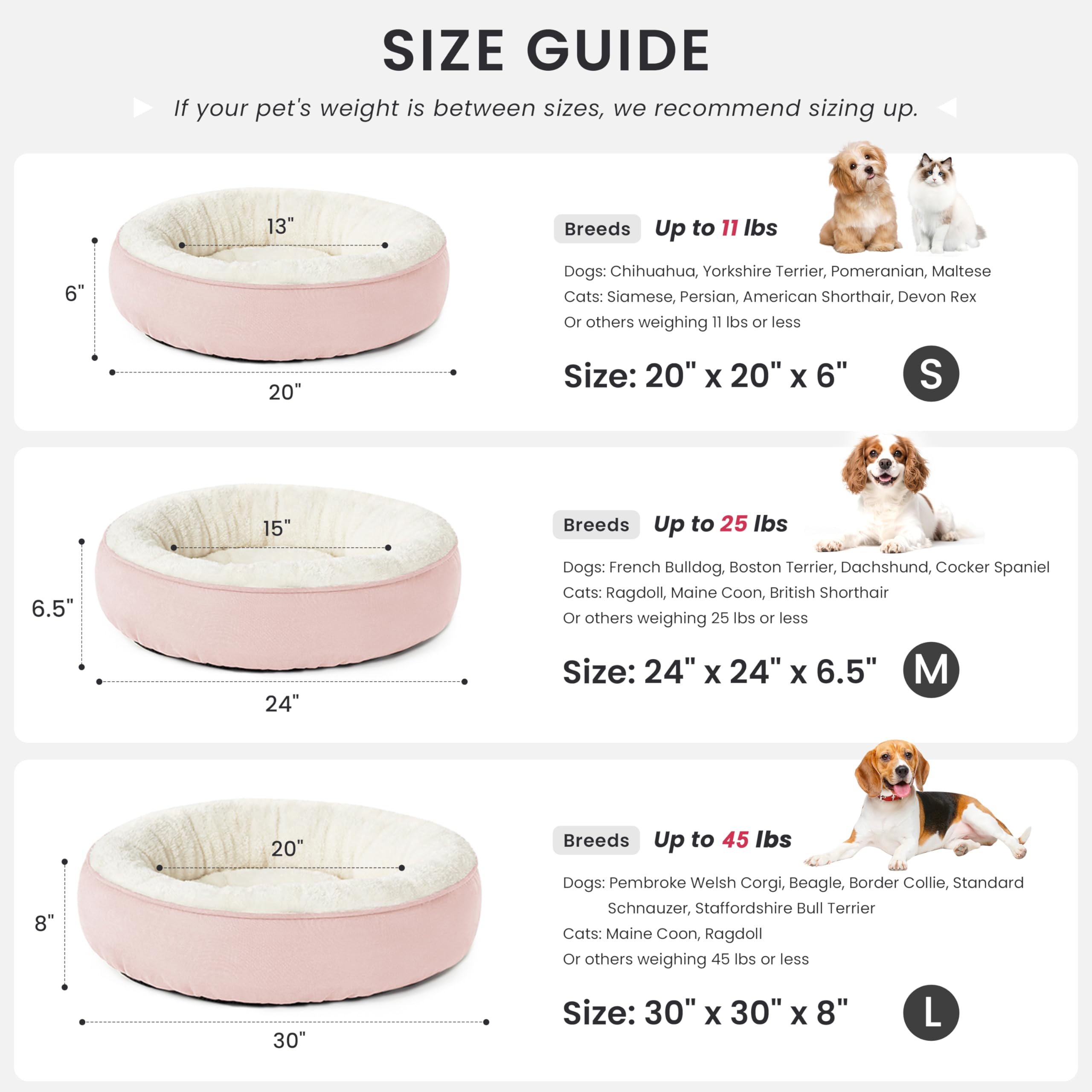 Love's cabin Round Donut Cat and Dog Cushion Bed, 20in Pet Bed for Cats or Small Dogs, Anti-Slip & Water-Resistant Bottom, Super Soft Durable Fabric Pet Beds, Washable Luxury Cat & Dog Bed Pink