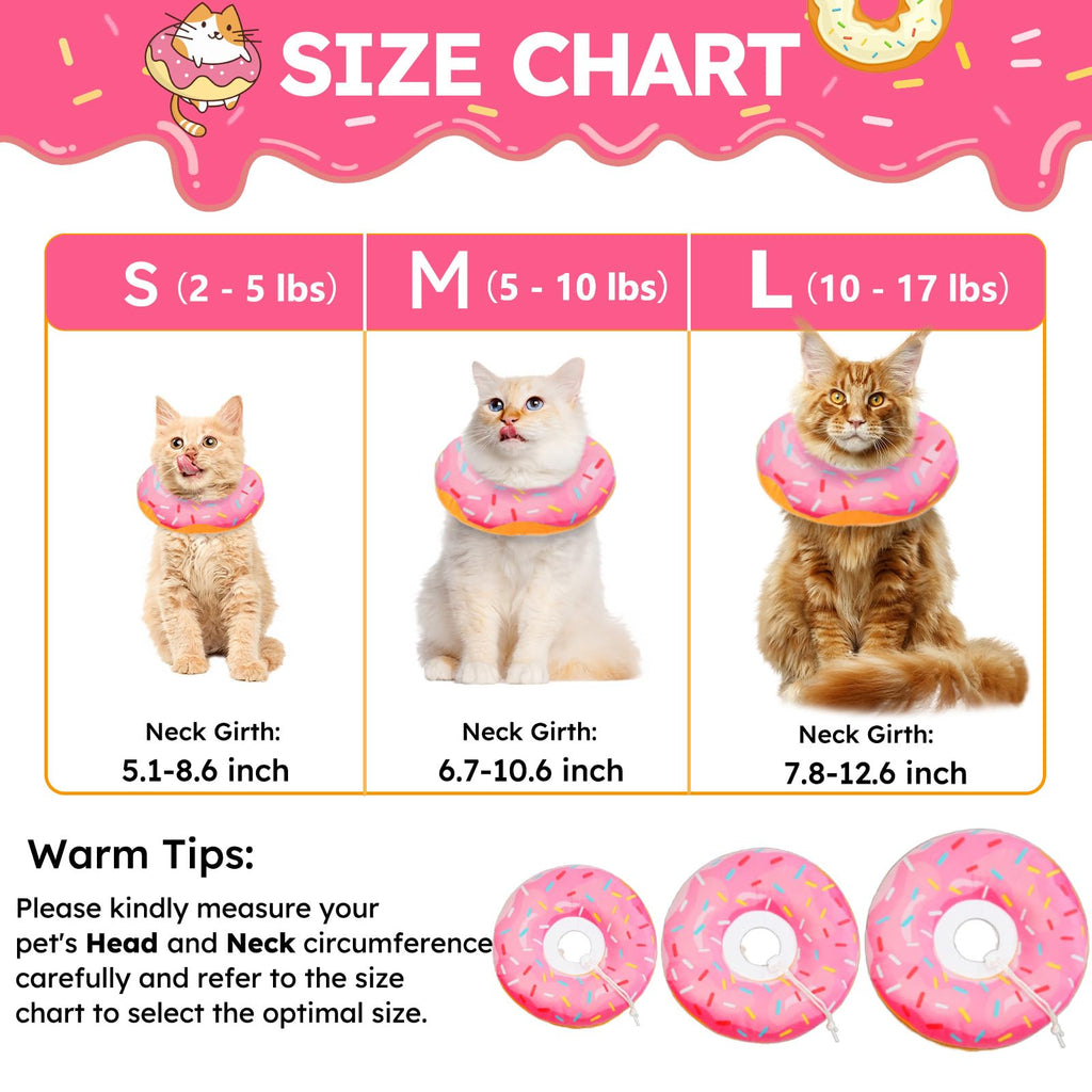 Hpetppy Cat Cone Collar Soft, Cat Recovery Collar for Wound Healing Cute Donut Adjustable Kittens Cones to Stop Licking Comfortable Lightweight Neck Elizabethan Collars for Cats Kittens After Surgery