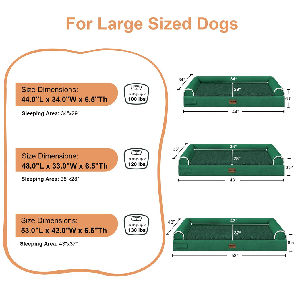 NANUYA Orthopedic Dog Bed for XX-Large Dogs, 44 x 34 Inch, Emerald