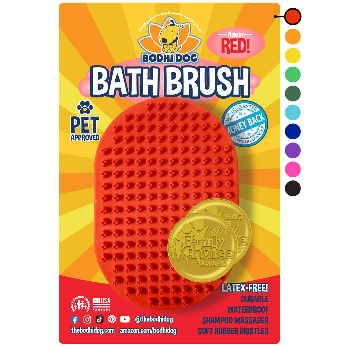 Bodhi Dog Shampoo Brush - Pet Grooming & Bath Supplies for Dogs and Cats - Bath Brush for Long & Short Hair - Premium Scrubber for Shower, Showerhead, Sprayer & Bathing (One Pack, Purple)