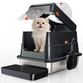 Stainless Steel Cat Litter Box with Lid, Small Enclosed Metal Litter Pan