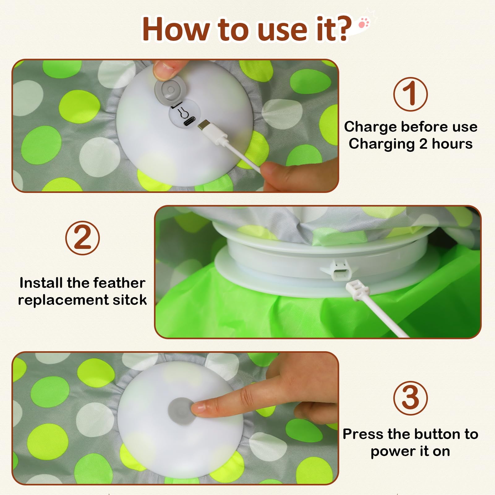 Sofolor Interactive Cat Toy, Automatic Cat Toys for Indoor Cats, Hide and Seek Cat Toy with Motion Activated, Moving Feather, Chirping, USB Rechargeable