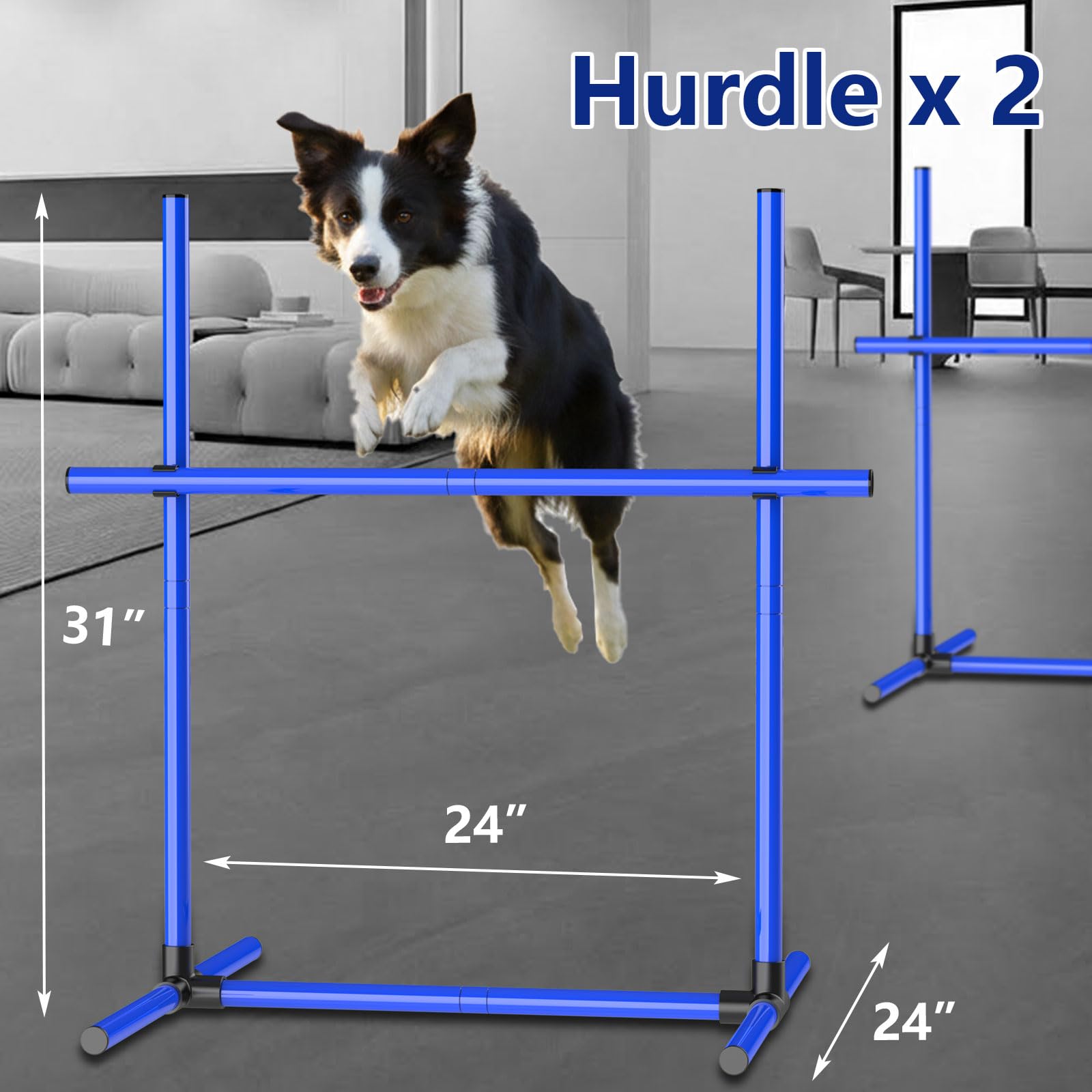 MAICOBI 6 Weave Poles or 2 Hurdle Dog Agility Set, Indoor & Outdoor