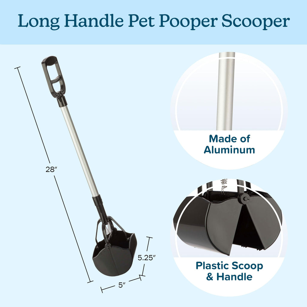 PETMAKER One‑Handed Pet Pooper Scooper for Dogs and Cats, Black, 28”