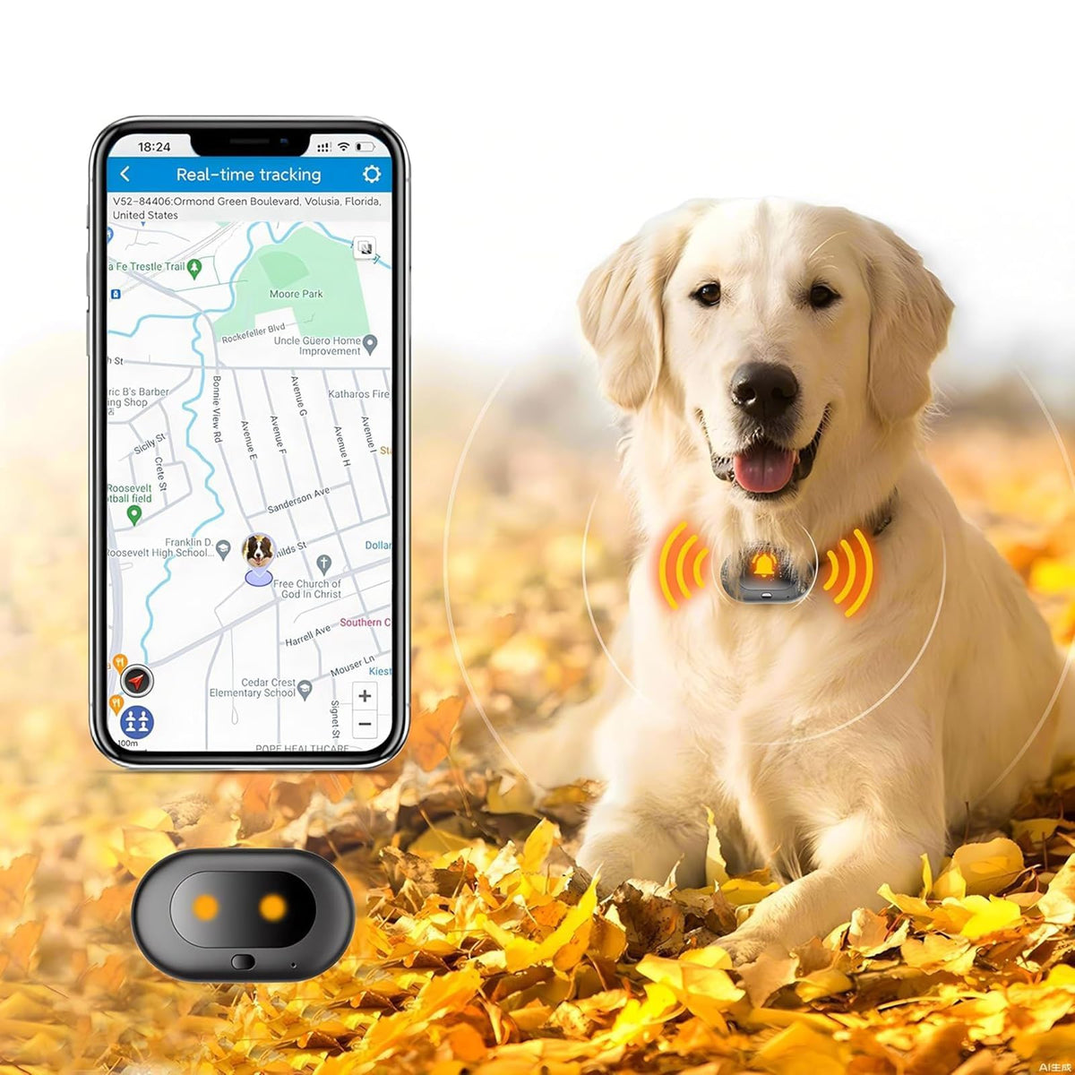 Fajocru GPS 4G Tracker & Health Monitoring for Dog with LED Light Up,Sounding, Waterproof GPS Location & Smart Pet Activity Tracker, Super Long Standby time, Unlimited Range use for Dogs Collar