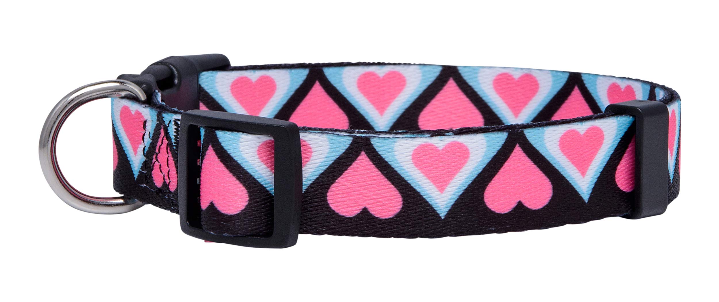 Native Pup Valentine’s Dog Collar- Valentines Day Pet Collars- Valentine Girly Hearts- Pink Red Heart- Cute Boy Girl Puppy Gift- Adjustable for Small, Medium, Large Breeds (Blue & Pink Hearts, Medium)