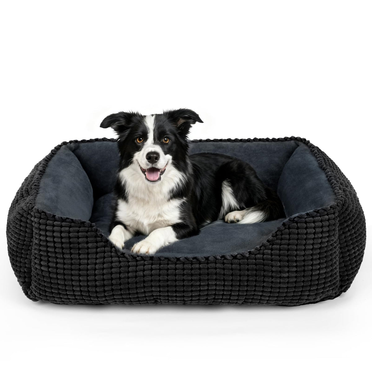MIXJOY Dog Bed for Large Medium Small Dogs, Rectangle Washable Sleeping Puppy Bed, Soft Calming Cat Beds for Indoor Cats, Orthopedic Pet Sofa Bed, Anti-Slip Bottom with Multiple Size (25'', Grey)