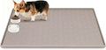 Lanstics Dog Food Mat 42" x29" Large Silicone Mat with Raised Edge Beige