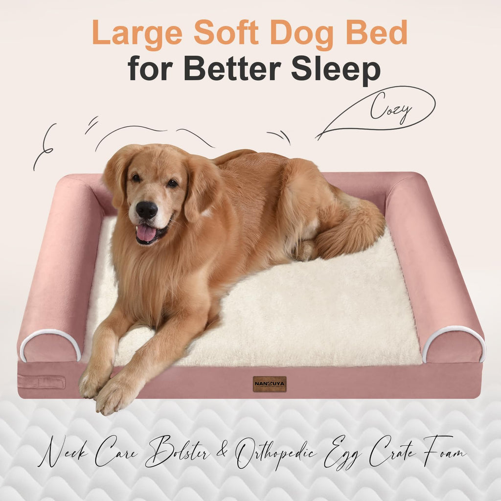 NANUYA Orthopedic Dog Bed for Large Dogs, 38 x 25 Inch, Pink