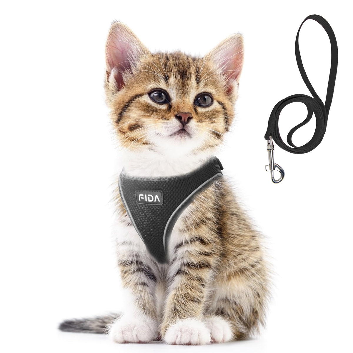 Fida Comfy Dog Harness with Leash, Soft Puppy Vest Escape Proof, Breathable Lightweight Soft Mesh, Adjustable Reflective Step-in Harness for Extra-Small Dogs (XS, Pink)