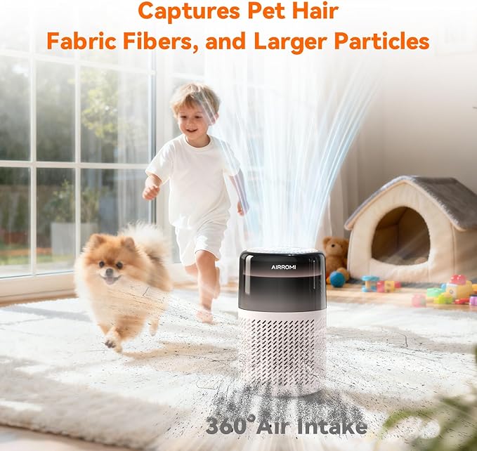 AIRROMI HEPA Air Purifier for Bedroom&Home,Pet Air Purifier for Home Pets,Removes Pet Odor,Cat Litter Smell,Dust,Smoke&Allergies,Quiet Room Air Purifier with Scents,360°Air Cleaner,A2005 Beige