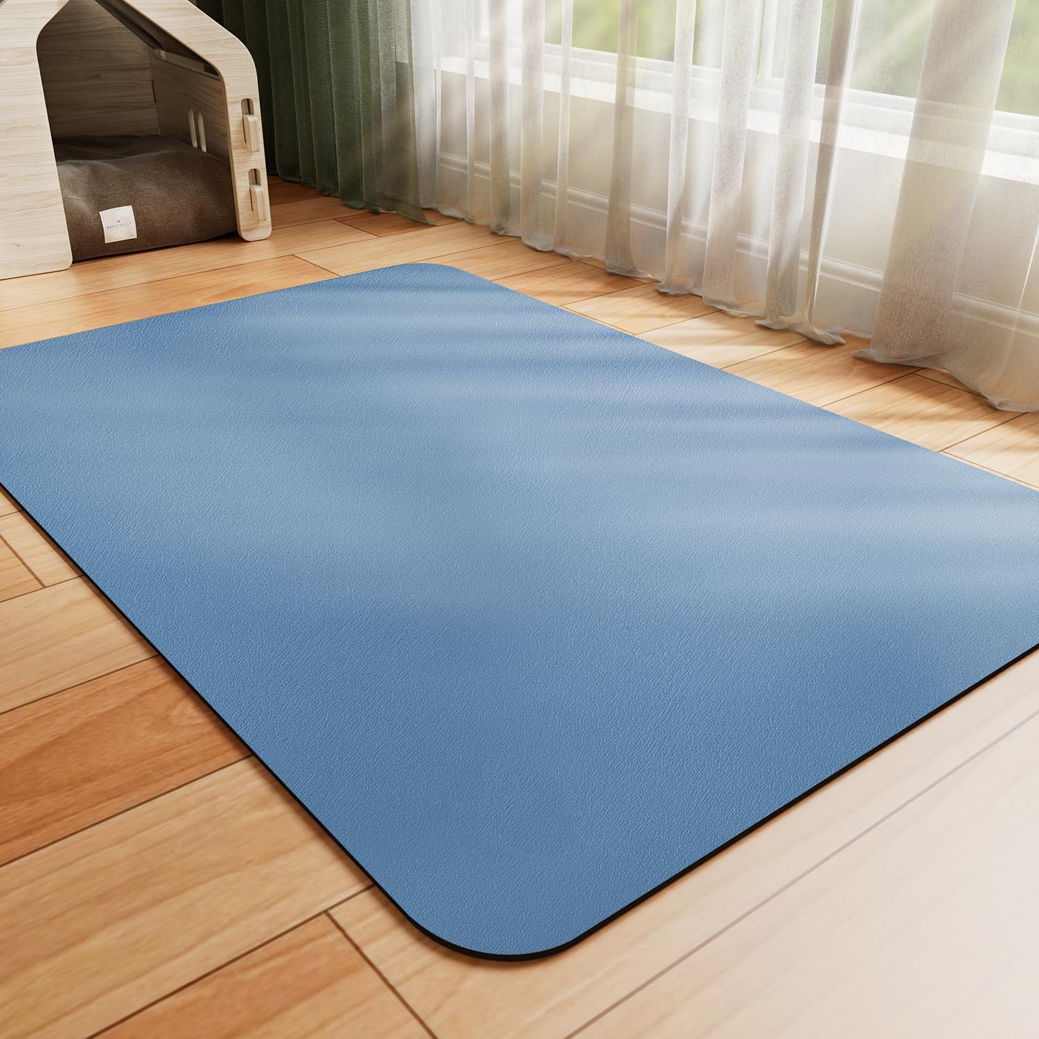 HotLive Dog Food Mat - Absorbent Cat Mat for Food and Water, No Stains Pet Feeding Bowl Mat, Easy to Clean Pet Placemats, Quick Dry Dog Water Dispenser Mat for Messy Drinkers | Blue 18"x28"