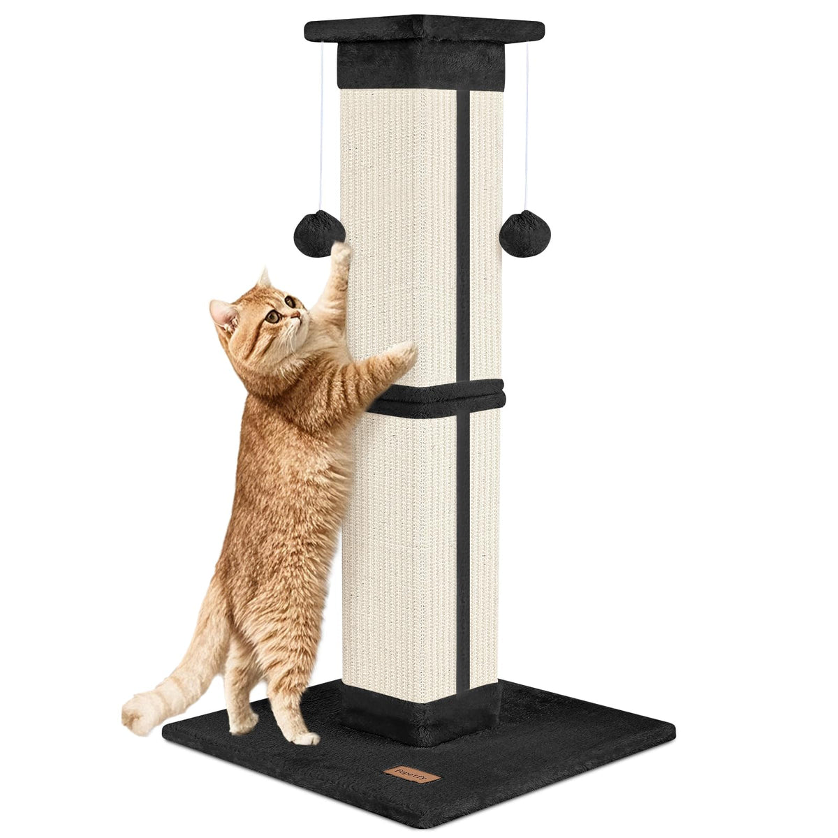 Cat Scratching Post 33 inch for Indoor Cats, High Cat Scratch Post Black, Cat Tree for Full-Body Stretching, Protect Your Furniture