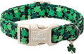 St Patricks Day Dog Collar for Giant Large Dogs - Green Lucky Clover Dog Collars, Lightweight Adjustable Irish Festival Shamrock Dogs Collars with Quick Release Buckle XL
