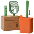 MUTTROS Cactus Cat Litter Scoop with Holder, 2 Replaceable Shovels, Green