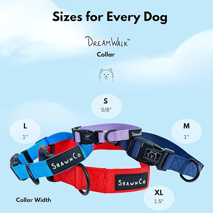 ShawnCo Dream Walk Dog Collar- Premium, Adjustable and Comfortable Pet Collar for Small, Medium, Large and Extra Large Dogs (S, Pacific Blue)