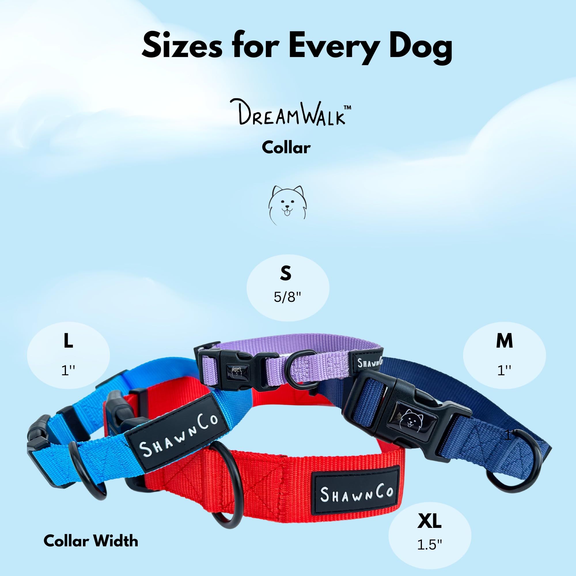 ShawnCo Dream Walk Dog Collar- Premium, Adjustable and Comfortable Pet Collar for Small, Medium, Large and Extra Large Dogs (XL, Mustang Red)