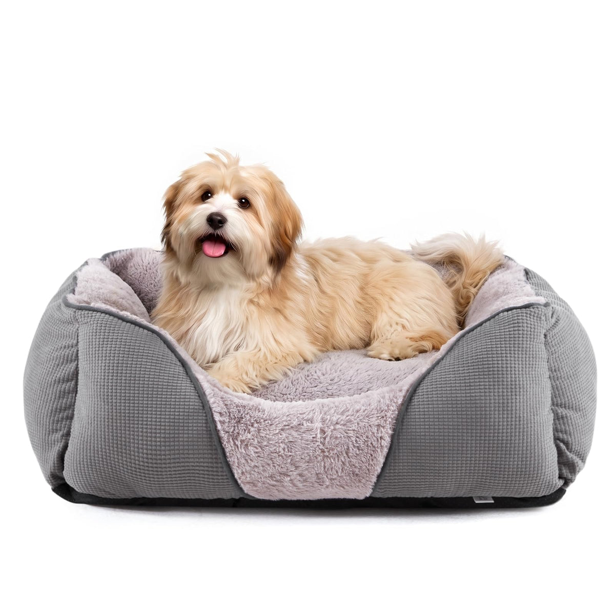 MIXJOY Dog Bed for Large Medium Small Dogs, Rectangle Washable Sleeping Puppy Bed, Soft Calming Cat Beds for Indoor Cats, Orthopedic Pet Sofa Bed, Anti-Slip Bottom with Multiple Size (25'', Grey)