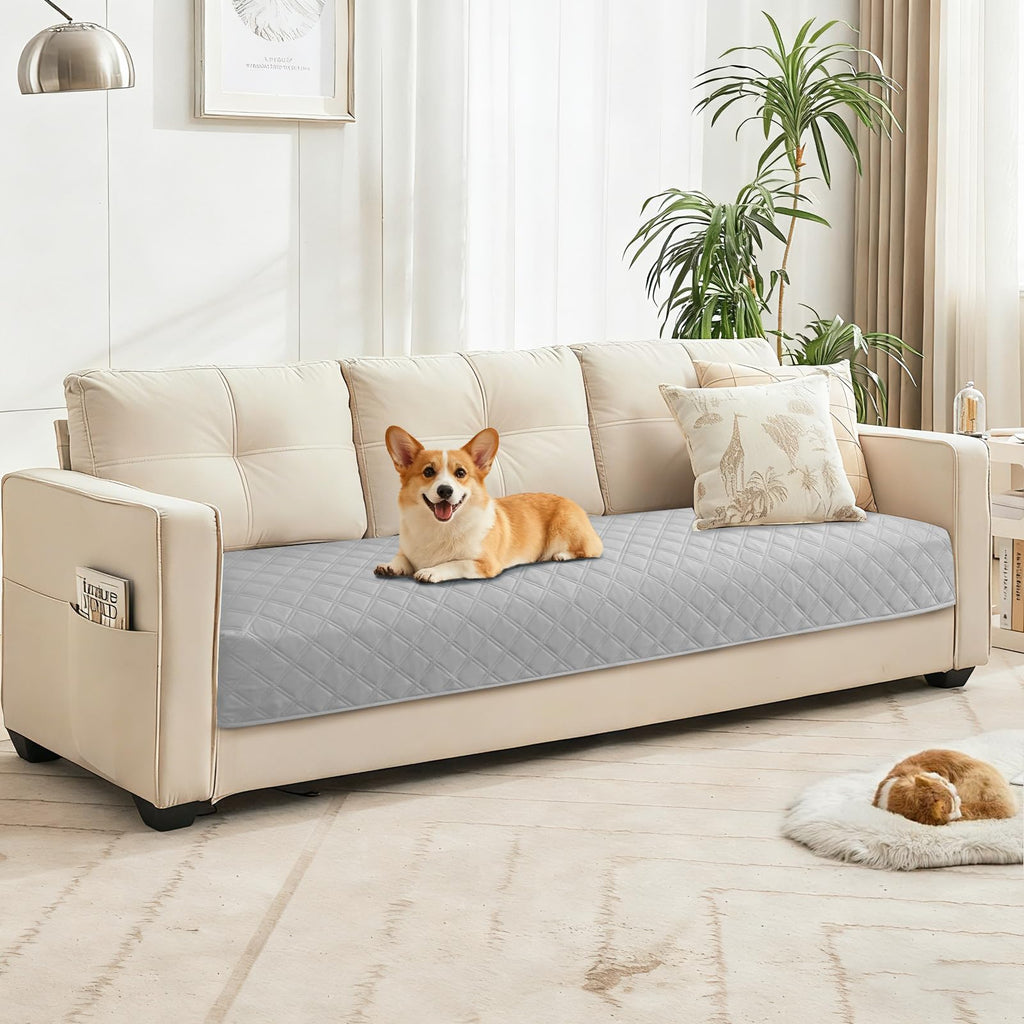 CYCMACO Waterproof Dog Bed Cover Pet Blanket, Soft Couch Cover for Dogs Washable, Non-Slip Dog Blanket Protect Furniture Couch Sofa Car for Puppy Large Dogs Cat (52x82 Inch, Light Grey)