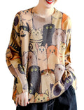 YESNO Women Sweater Graphic Oversized Pullover Sweaters Casual Loose Long Sleeve Knit Tops (3XL S01 CR63)