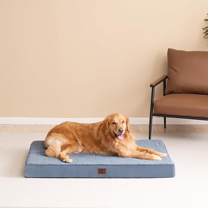 EHEYCIGA Washable Dog Beds for Extra Large Dogs, XL Dog Bed with Removable Cover for Crate, Orthopedic Foam Pet Bed Dog Mat Mattress Cushions for Extra Large Dogs, Spa Blue(41 X 27)