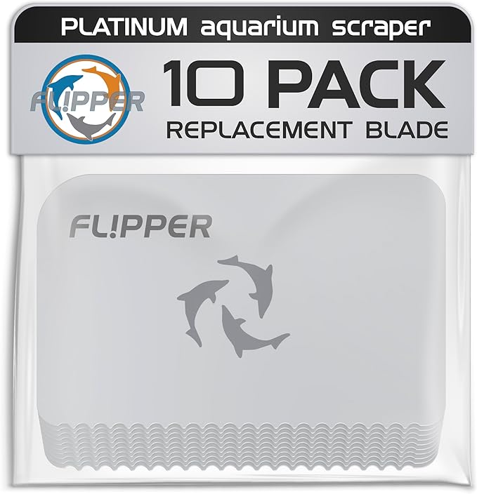 Flipper Platinum Aquarium Scraper Replacement Blades for Fish Tank Cleaning Kits– Replacement Blades for Glass Tanks & Acrylic Tanks – Aquarium Cleaner Blades with Serrated Edge, 10 Pack