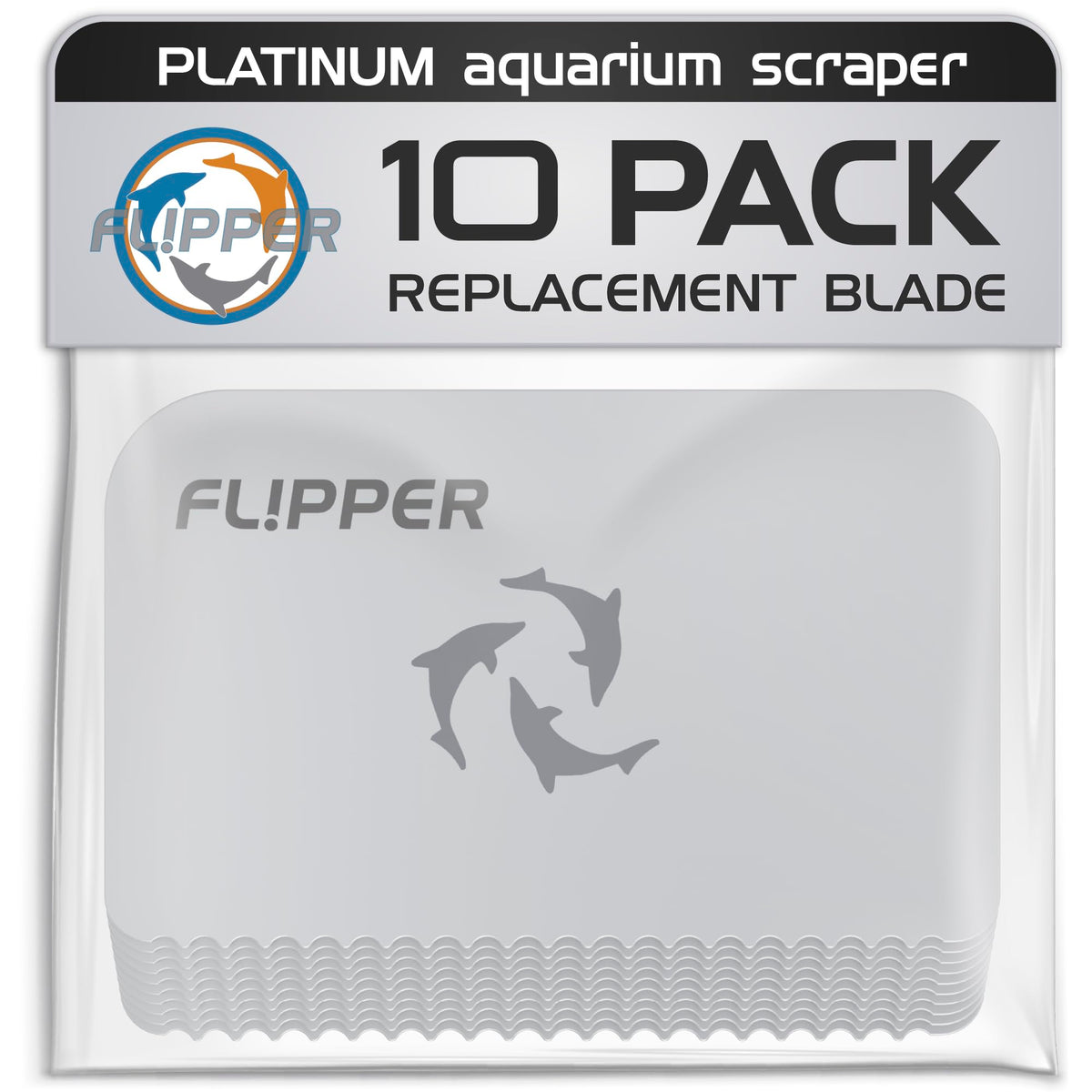 Flipper Platinum Aquarium Scraper Replacement Blades for Fish Tank Cleaning Kits– Replacement Blades for Glass Tanks & Acrylic Tanks – Aquarium Cleaner Blades with Serrated Edge, 10 Pack