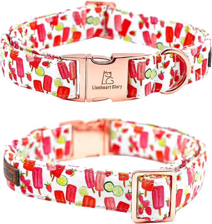 Lionheart glory Dog Collar, Dog Collar with Bow, Popsicle Print Girl or Boy Dog Bowtie Collar Cute Pet Collar Gift for Medium Dog