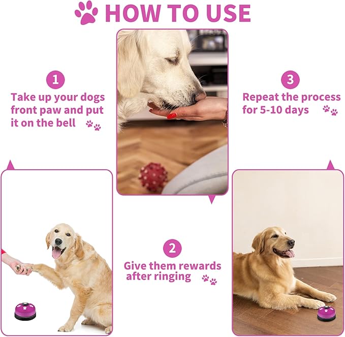2 Pack Dog Doorbells, Pet Training Bells for Go Outside Potty Training and Communication Device Large Loud Dog Bell Cat Puppy Interactive Toys Adjustable Strap Door Bell (Purple)