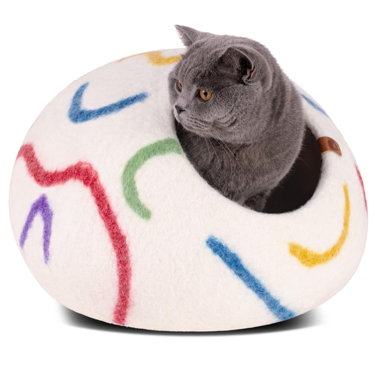 MEOWFIA Cat Cave - Merino Wool Bed for Indoor Cats (Cloud Nap Blue, Large)