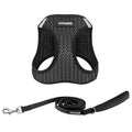 Best Pet Supplies Voyager Step-in Air All Weather Mesh Harness and Reflective Dog 5ft Leash Combo with Neoprene Handle, for Small, Medium and Large Breed Puppies - Gray 2-Tone, Medium