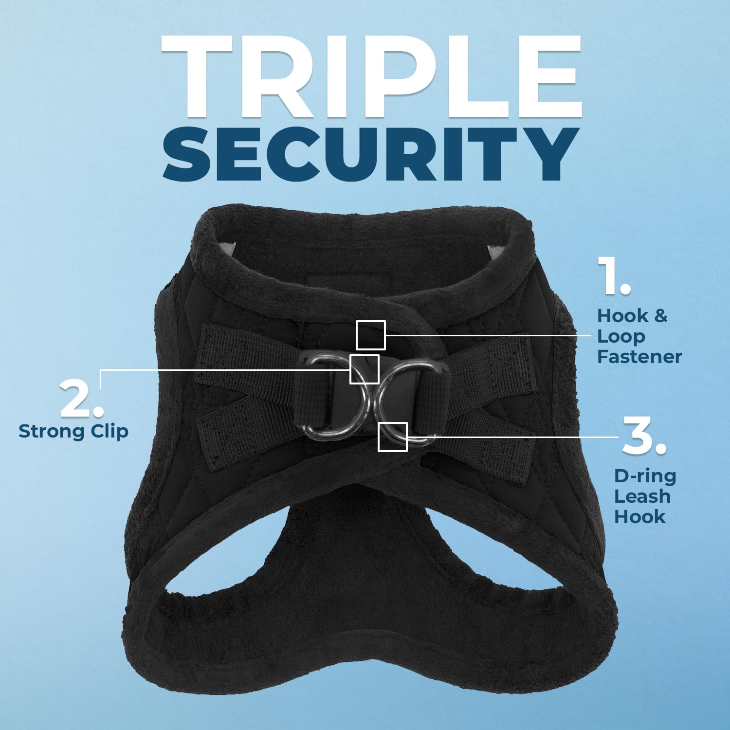 Voyager Step-in Plush Dog Vest Harness -Black Plush, X-Large
