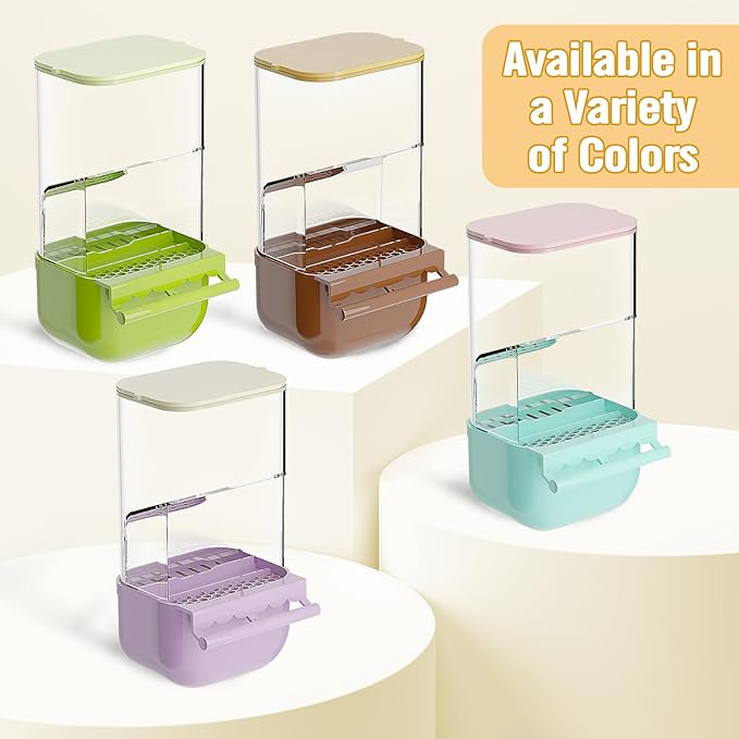 BNOSDM No Mess Bird Cage Feeders Automatic Bird Feeder Parrot Cage Accessories Transparent Seed Food Container with Perch for Finches, Parakeets, Budgies, Lovebirds, Cockatoos, Canaries（Purple）