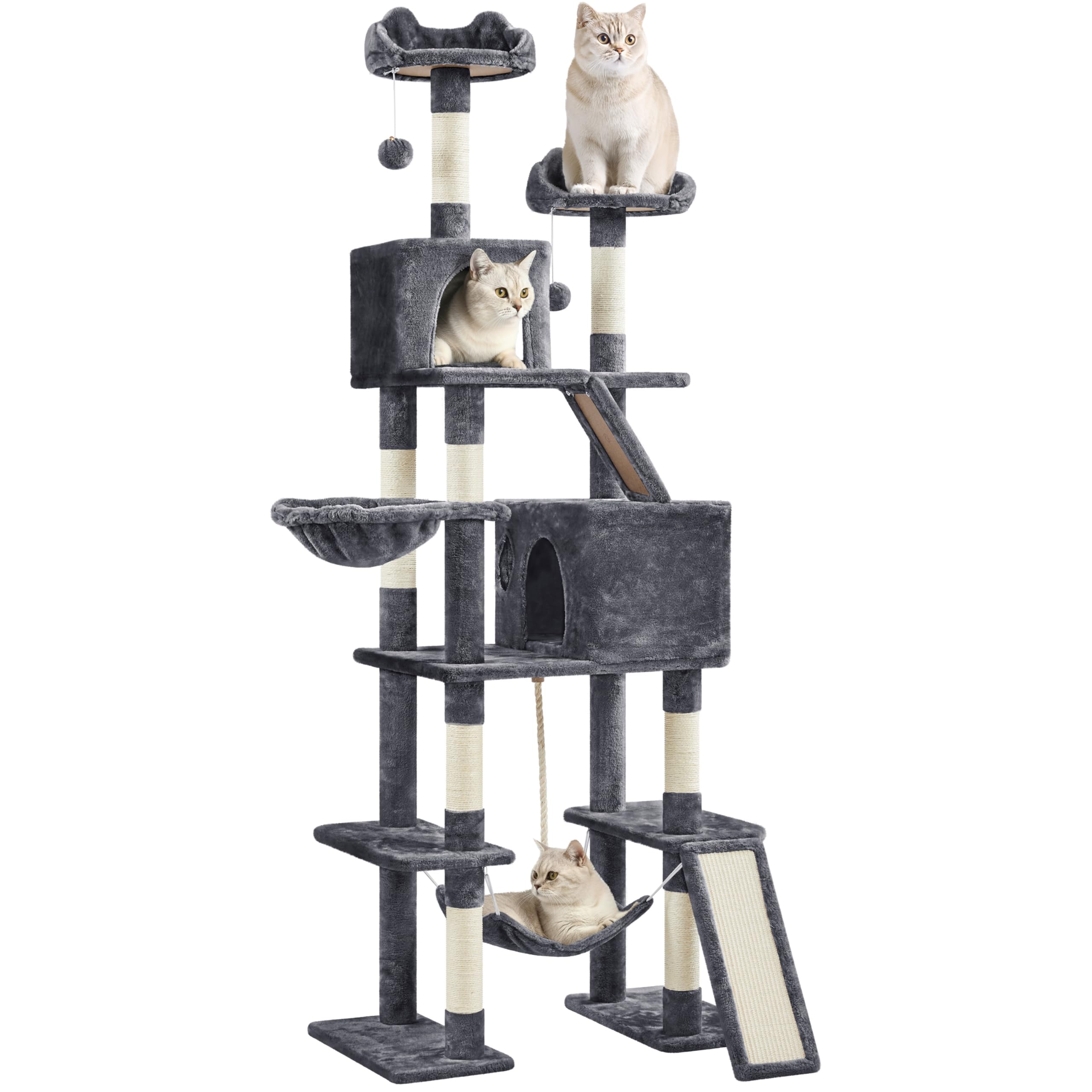 Yaheetech 82.5in Tall Cat Tree for Large Cats, Sturdy Multi-Level Condo