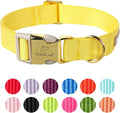 Babole Pet Nylon Dog Collar - Adjustable Yellow Soft Webbing Dog Collars for Small Medium Large Dogs Boy Girl Puppy Collar with Safety Metal Buckle S