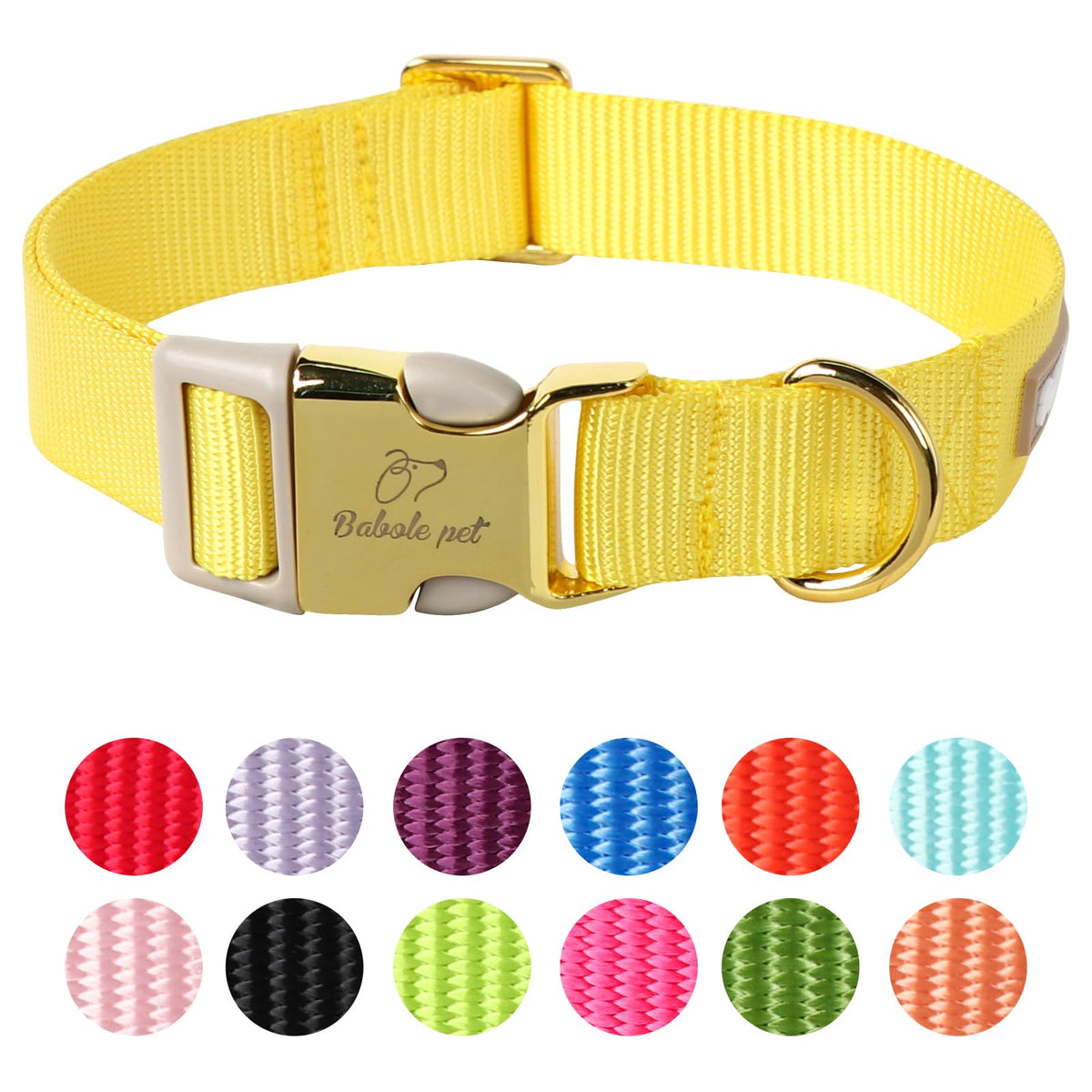 Babole Pet Nylon Dog Collar - Adjustable Black Soft Webbing Dog Collars for Small Medium Large Dogs Boy Girl Puppy Collar with Safety Metal Buckle S