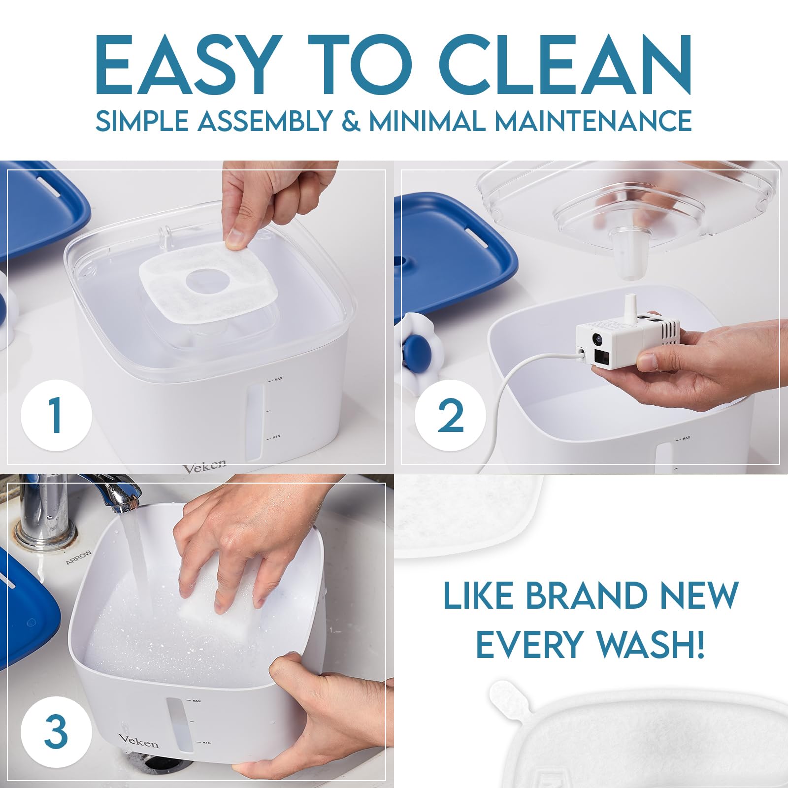 Veken Innovation Award Winner 95oz/2.8L Cat Water Fountain