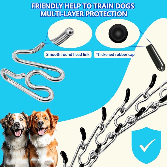 Anti-Tangle Collar, Stainless Steel Dog Collar with Quick-Release Buckle, Adjustable for Small, Medium and Large Dogs (L-3.5mm)