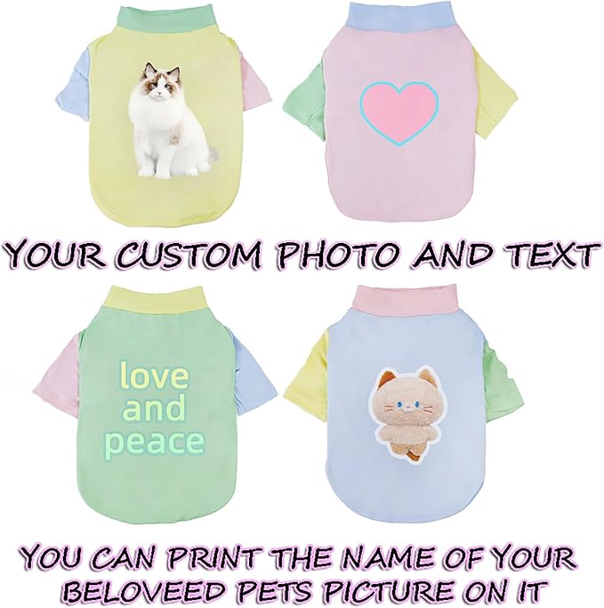 Custom Dog Shirt,Personalized Pet Apparel with Name Text Photo Image,Lightweight Breathable Puppy Kitten Cotton Vest for Small Medium Large Dogs Cats,Puppy Gift (Dopamine Yellow, Large)