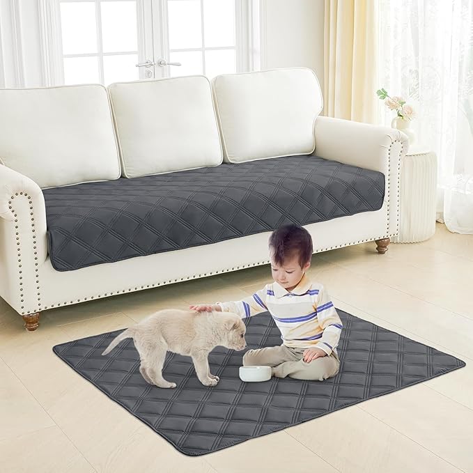 Smiry Waterproof Dog Bed Cover Blanket 68x82, Soft Reversible Pet Blanket, Washable Leakproof Cats Dogs Couch Cover for Sofa, Couch, Furniture, Dark Grey/Dark Grey