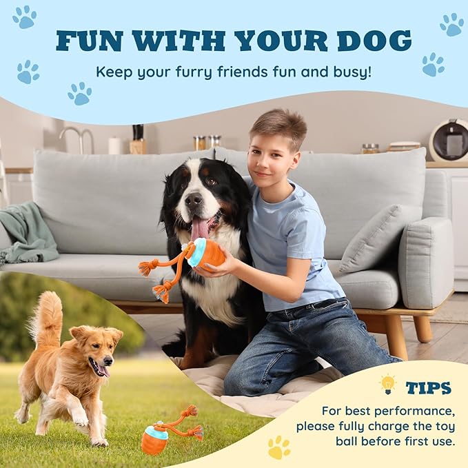 HVUATQ Interactive Dog Toys - Motion Activated Balls for Medium/Large Dogs, Automatic Moving Dogs Toy for Boredom, Interactive Dog Ball to Keep Them Busy(Light Orange)