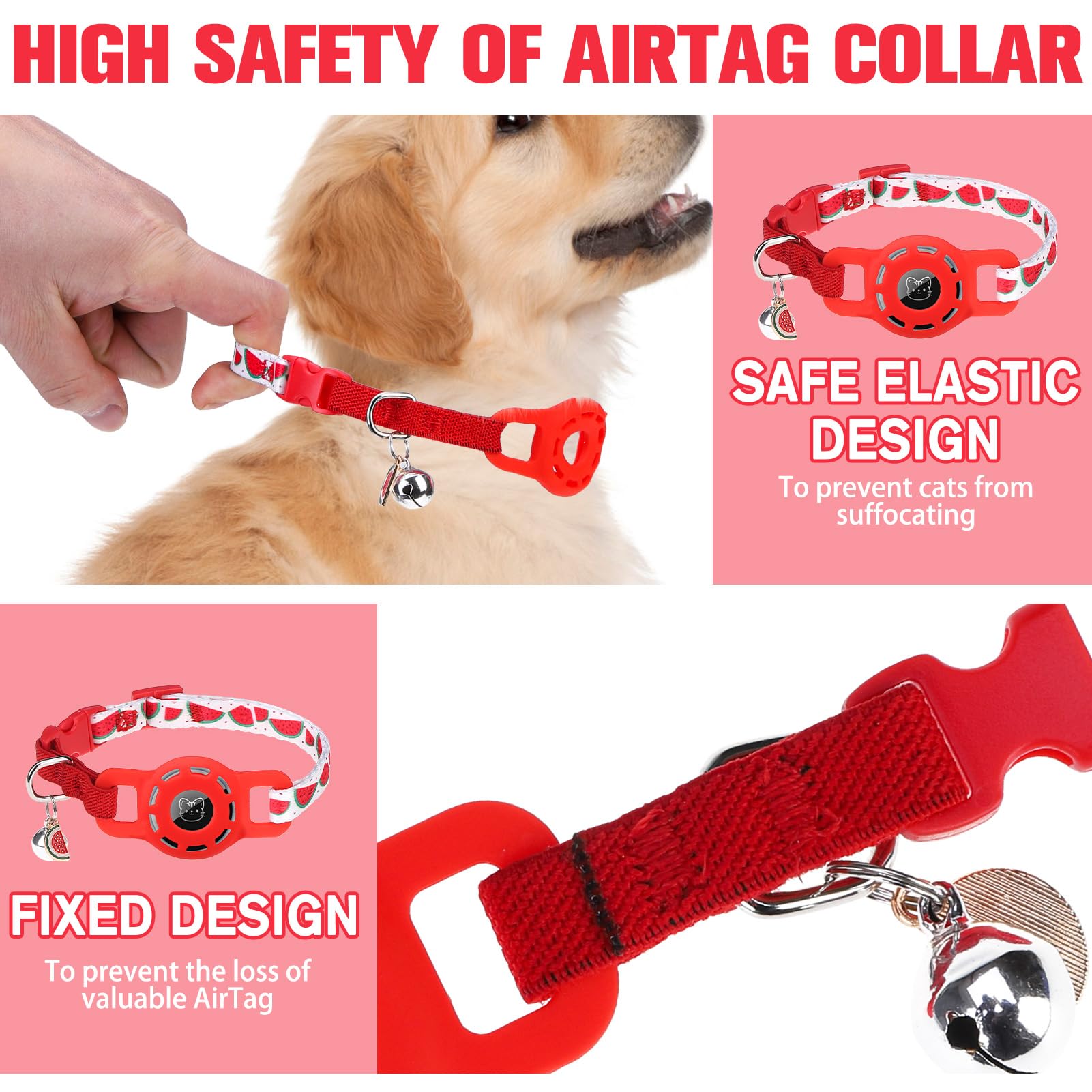 BINGPET AirTag Cat Collar Breakaway, Collar with Airtag Holder and Bell